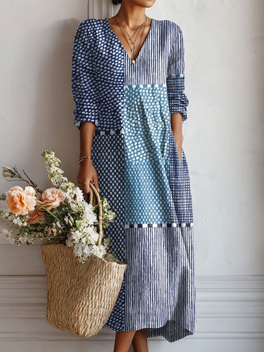 Inés | Vestido Midi Mujer Estampado Lunares y Rayas