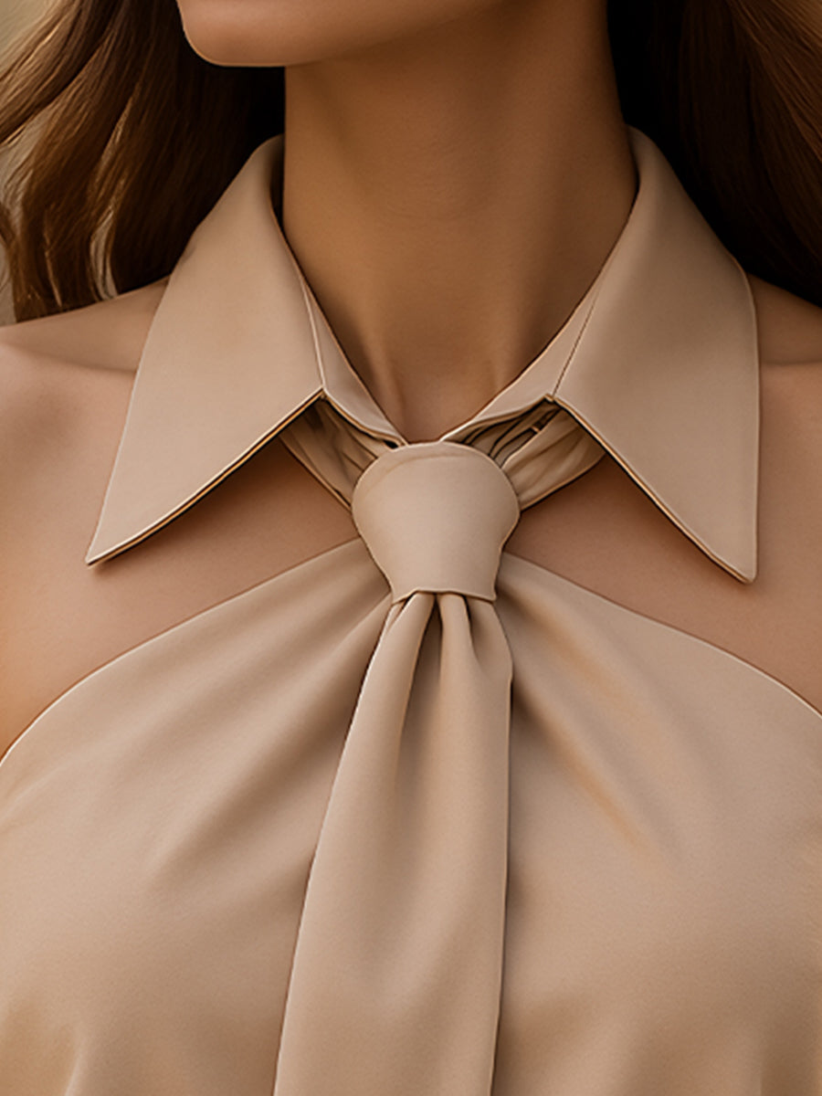 Irene | Blusa Mujer Halter Nudo Cuello Camisa