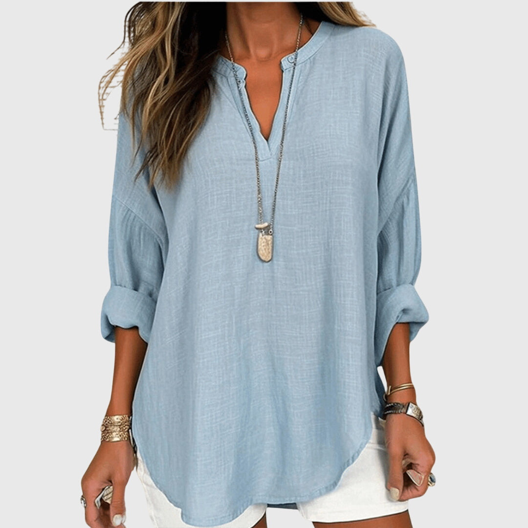 Irene | Blusa Mujer Manga Larga Cuello Pico