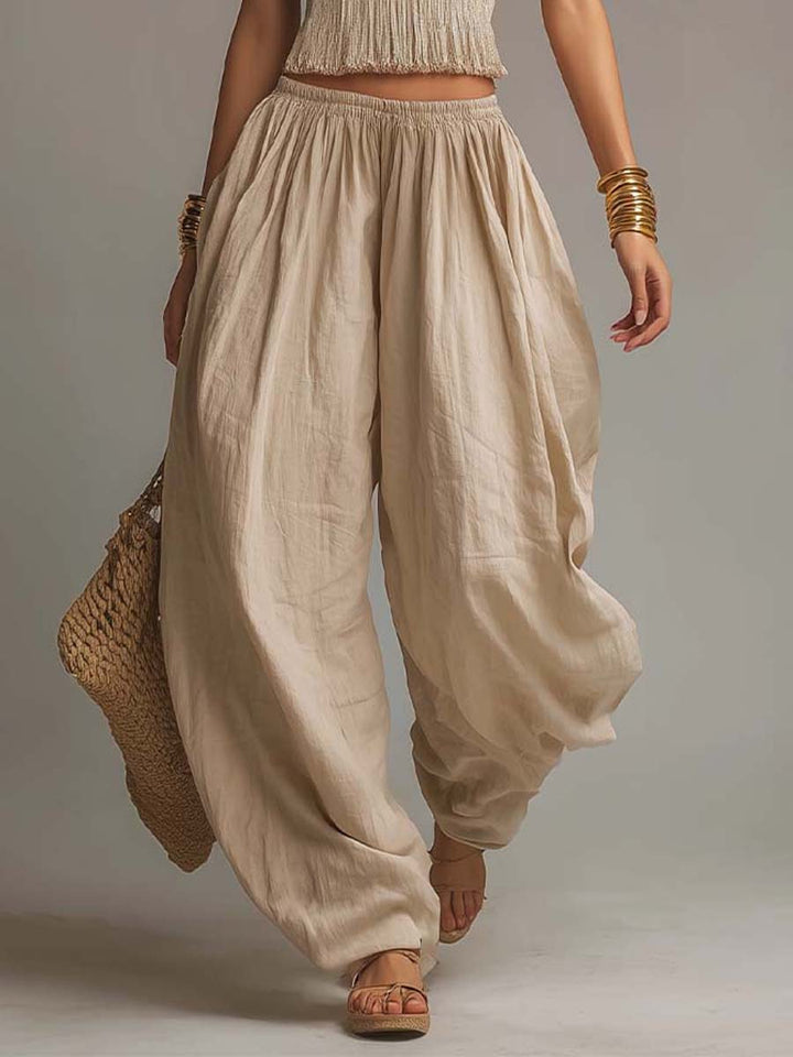 Irene | Conjunto Halter Lino Plisado Cropped