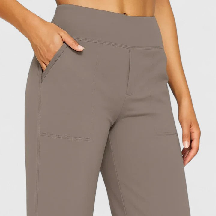Irene | Pantalón Ancho Tiro Alto Elástico con Bolsillos