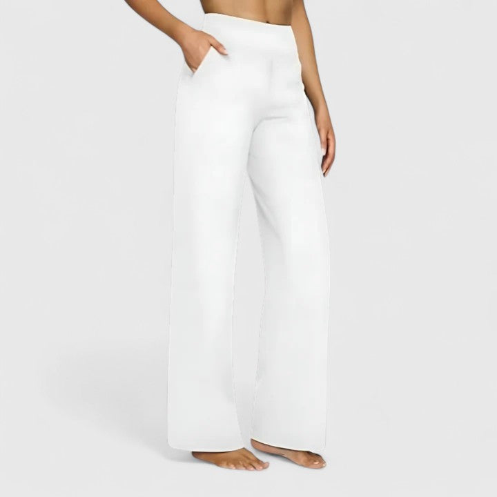 Irene | Pantalón Ancho Tiro Alto Elástico con Bolsillos