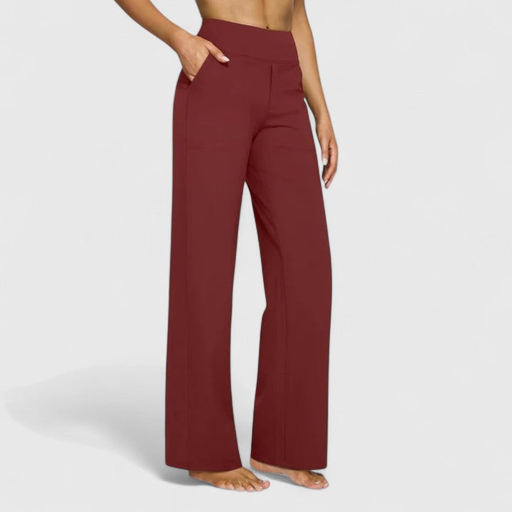 Irene | Pantalón Ancho Tiro Alto Elástico con Bolsillos