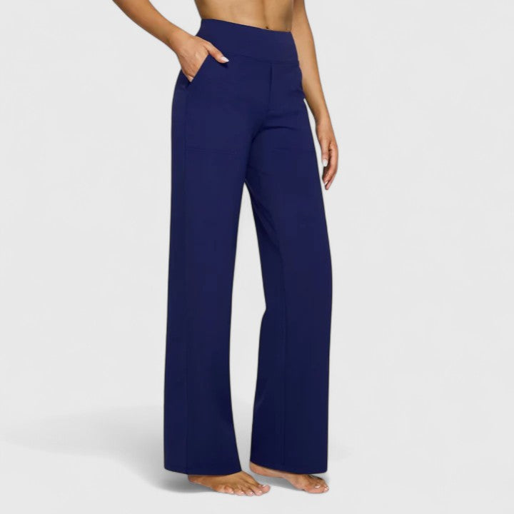 Irene | Pantalón Ancho Tiro Alto Elástico con Bolsillos
