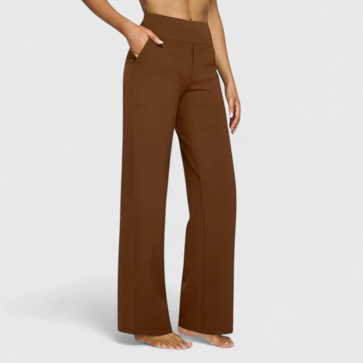 Irene | Pantalón Ancho Tiro Alto Elástico con Bolsillos