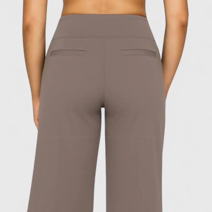 Irene | Pantalón Ancho Tiro Alto Elástico con Bolsillos
