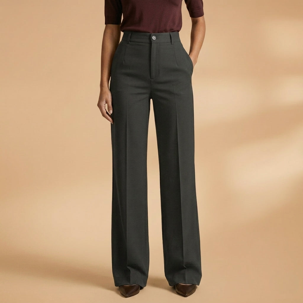 Irene | Pantalones Mujer Tiro Alto Pierna Ancha