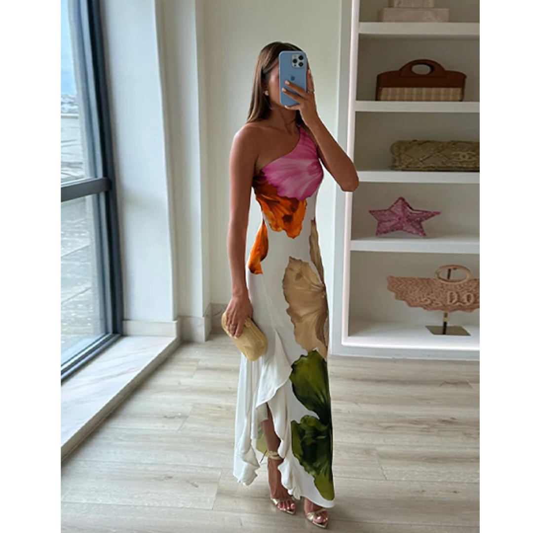 Irene | Vestido Maxi Floral Mujer Un Hombro
