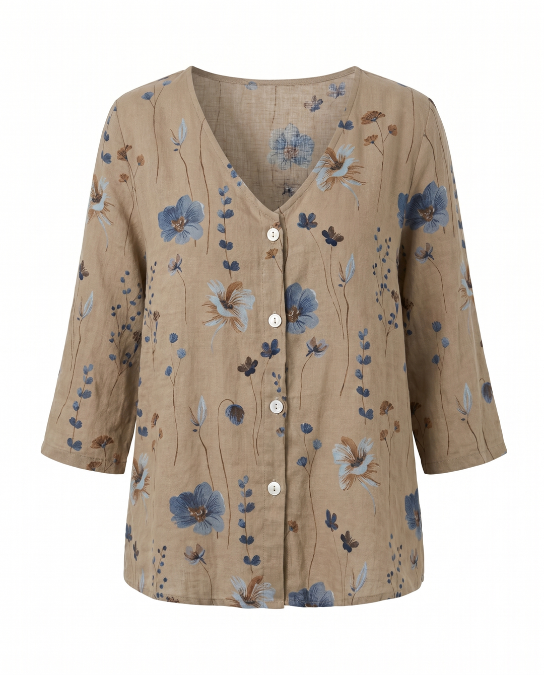 Isabella | Blusa Floral Bordada Cuello V Manga Larga Ajuste Relajado