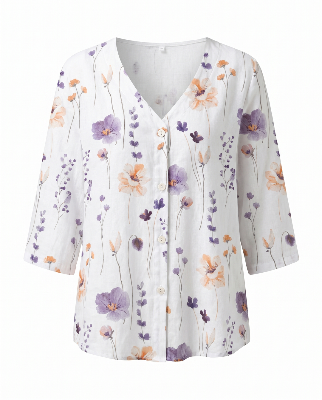 Isabella | Blusa Floral Bordada Cuello V Manga Larga Ajuste Relajado