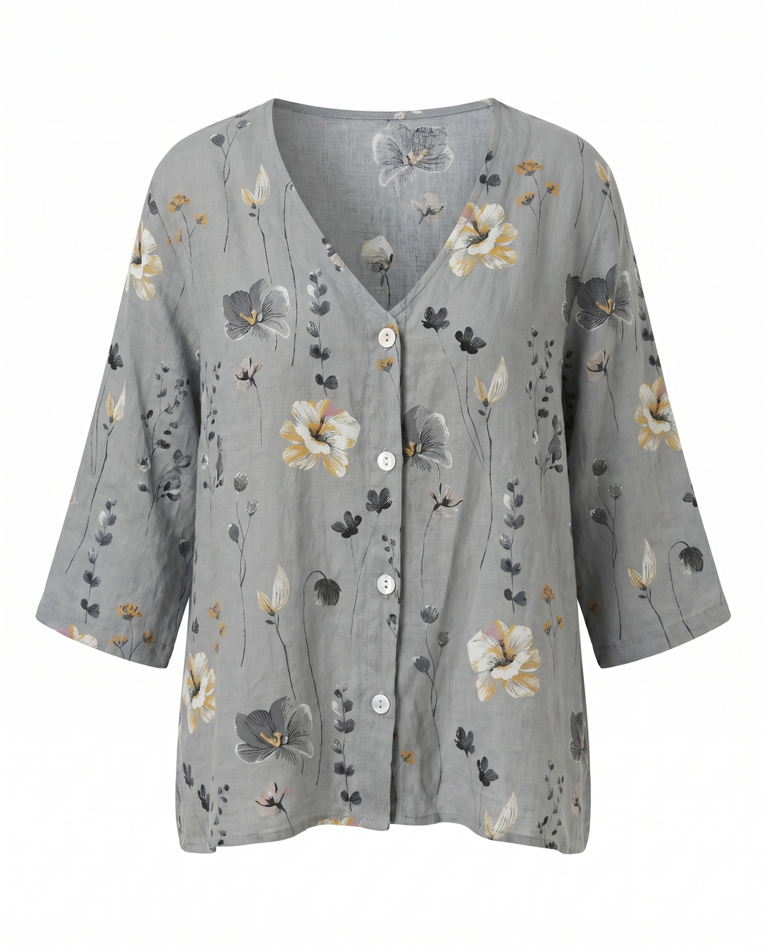 Isabella | Blusa Floral Bordada Cuello V Manga Larga Ajuste Relajado