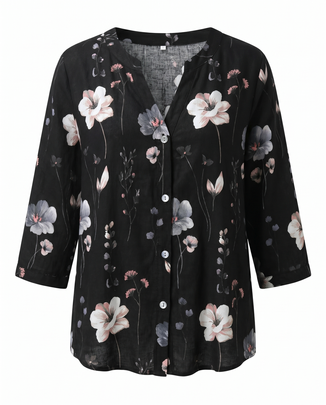 Isabella | Blusa Floral Bordada Cuello V Manga Larga Ajuste Relajado