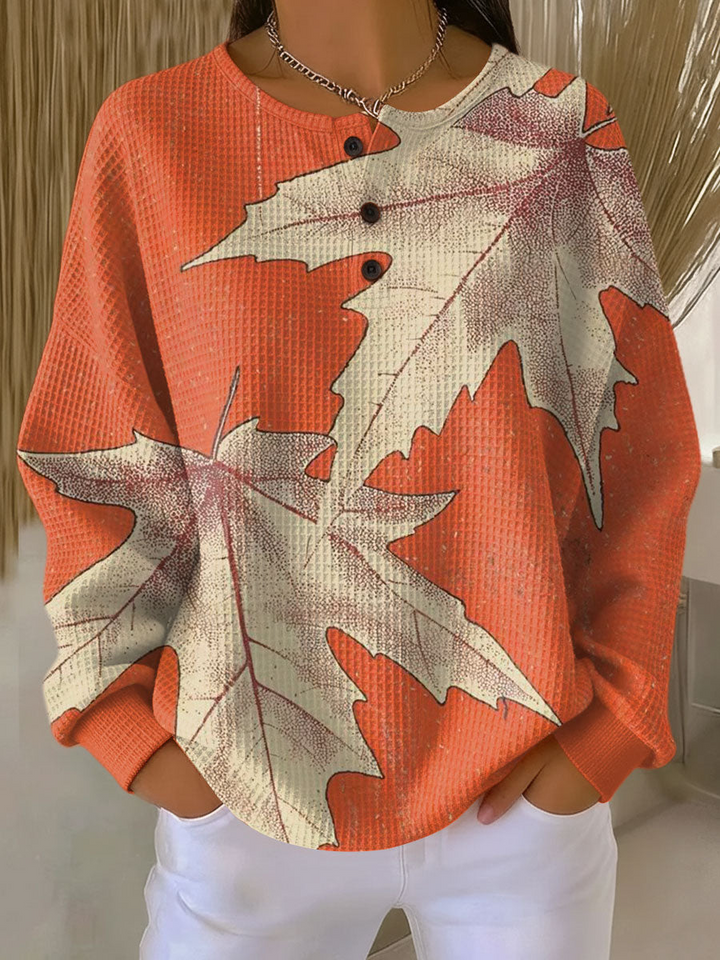 Isabella | Camisa de Punto Waffle Rayas Manga Larga