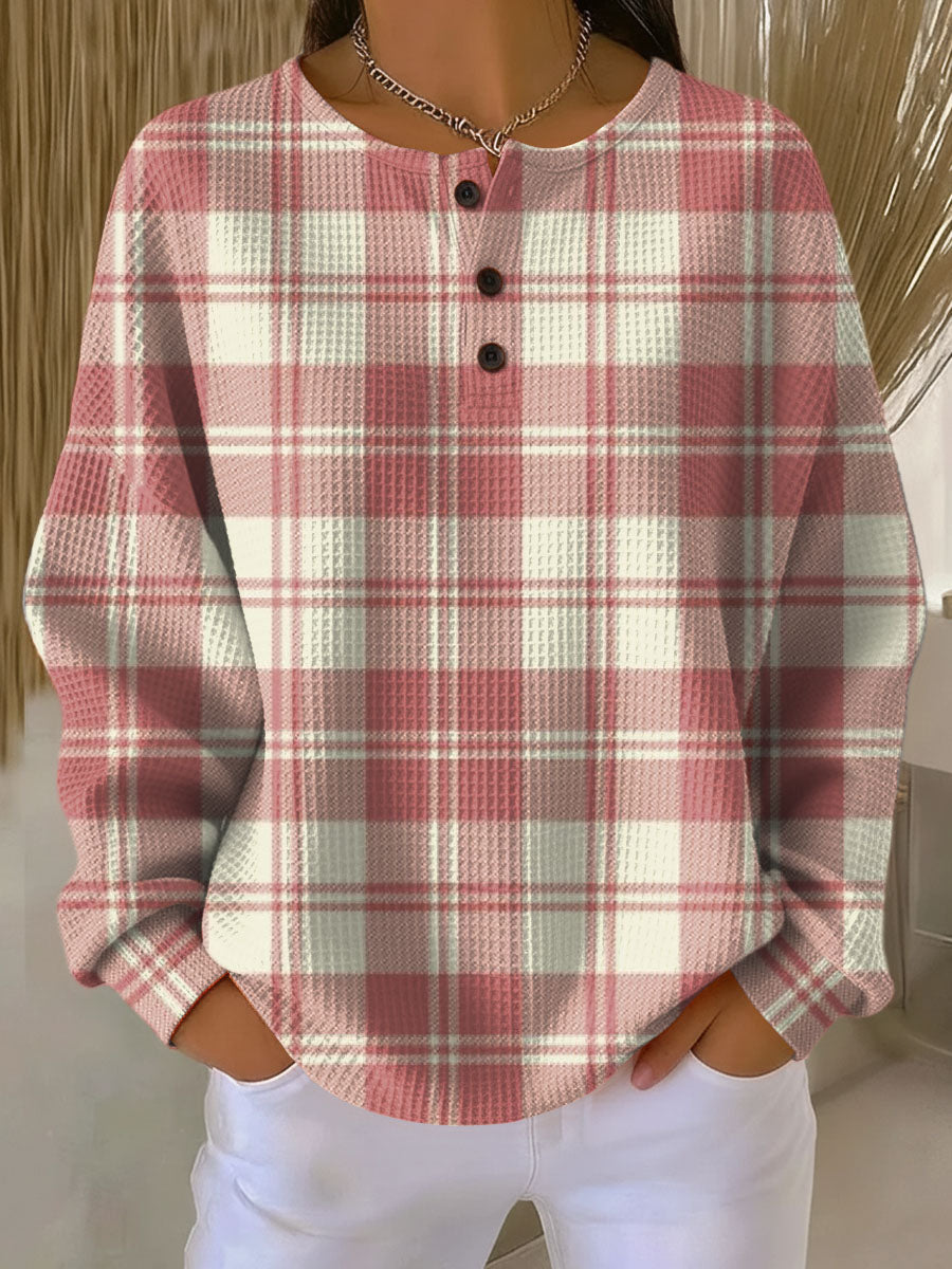 Isabella | Camisa de Punto Waffle Rayas Manga Larga
