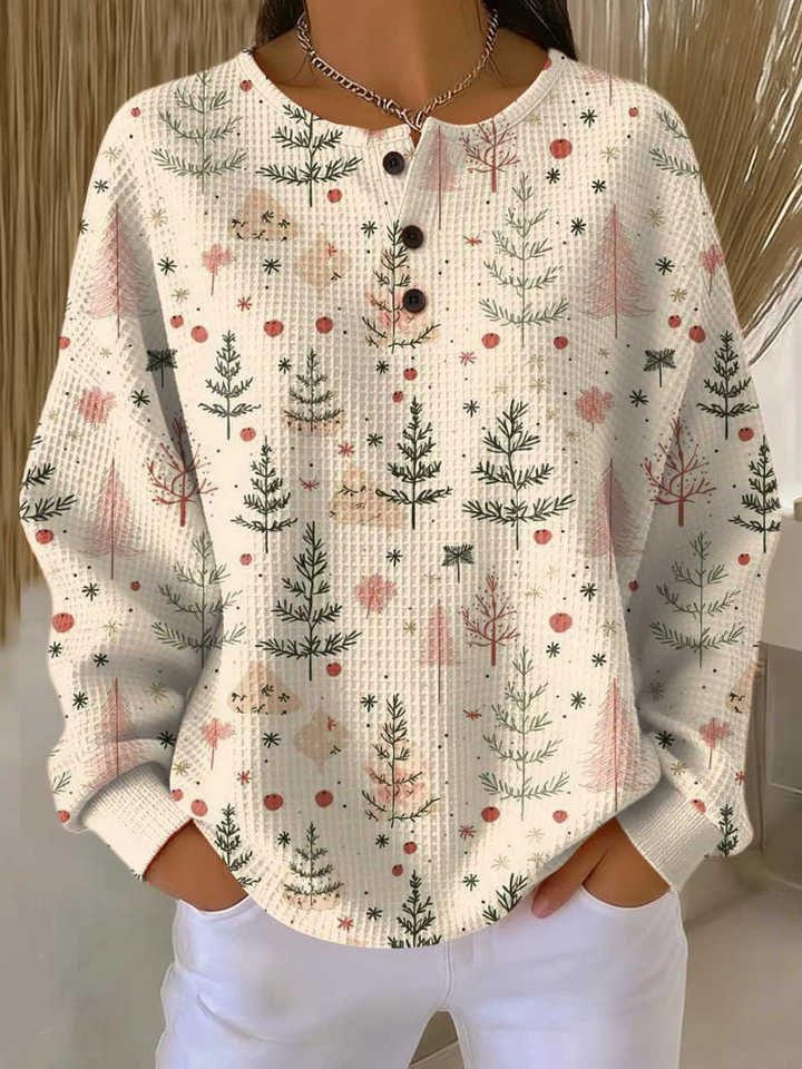 Isabella | Camisa de Punto Waffle Rayas Manga Larga