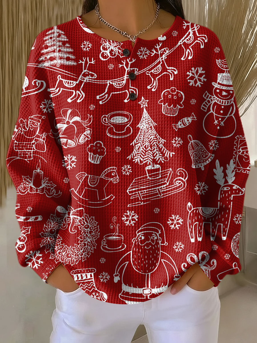 Isabella | Camisa de Punto Waffle Rayas Manga Larga