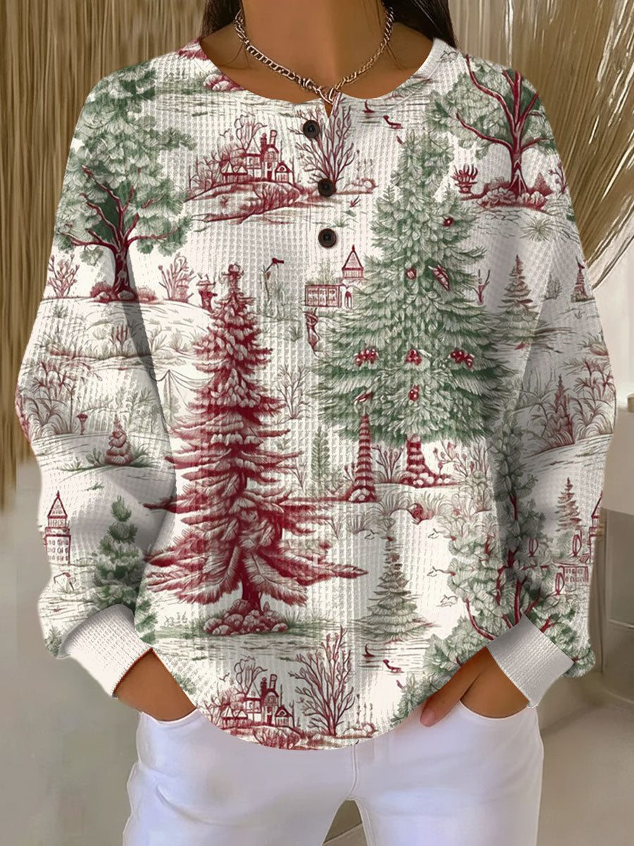Isabella | Camisa de Punto Waffle Rayas Manga Larga