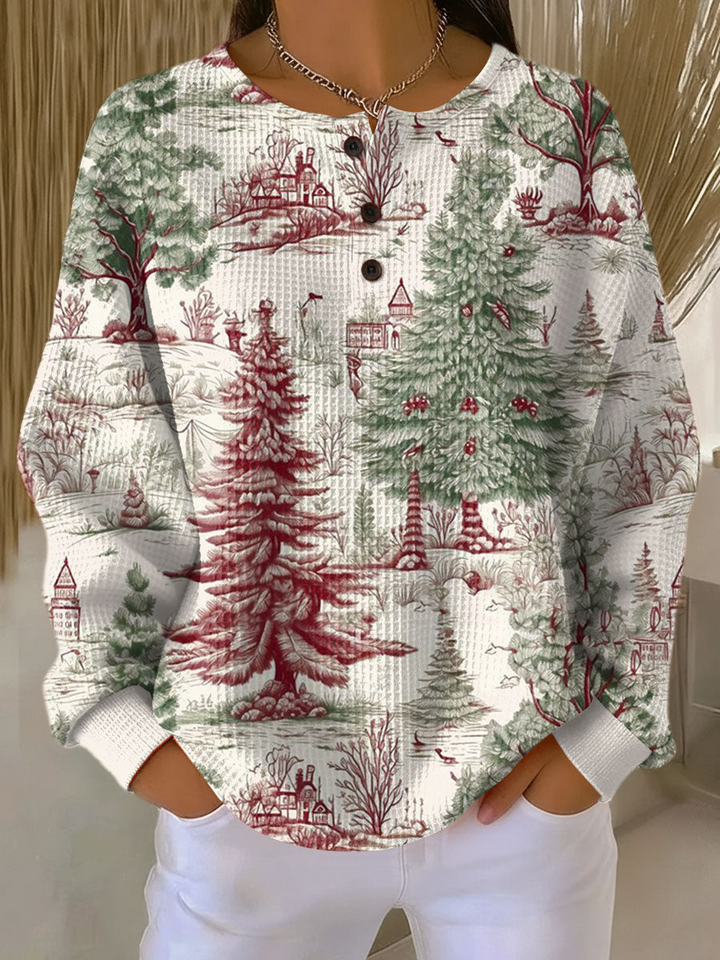 Isabella | Camisa de Punto Waffle Rayas Manga Larga