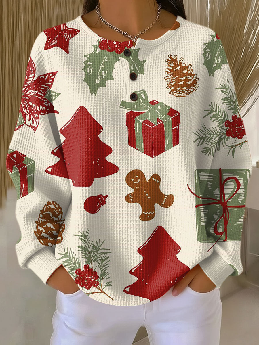 Isabella | Camisa de Punto Waffle Rayas Manga Larga