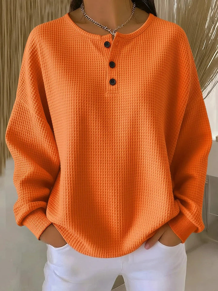 Isabella | Camisa de Punto Waffle Rayas Manga Larga