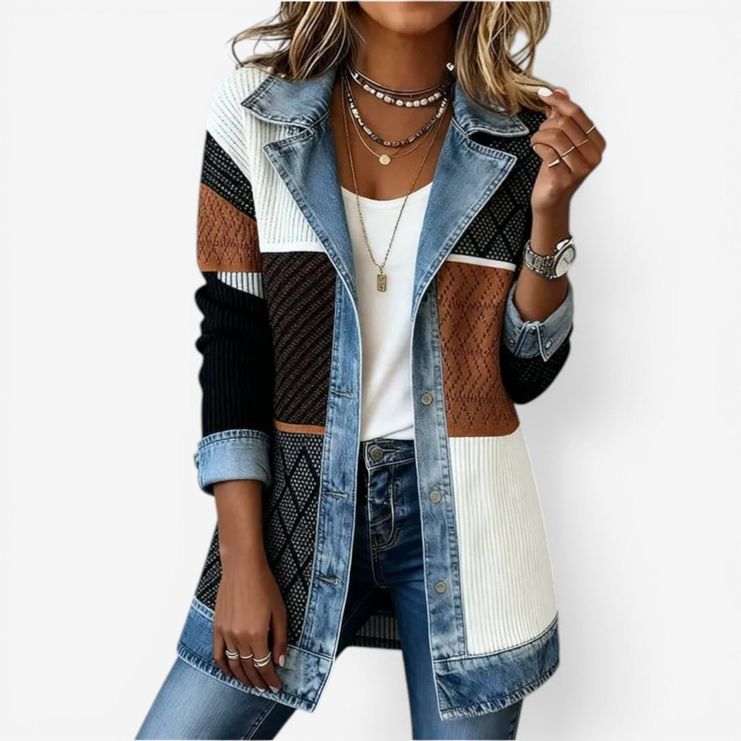 Isabella | Chaqueta Denim Relaxed Solapa Bolsillos