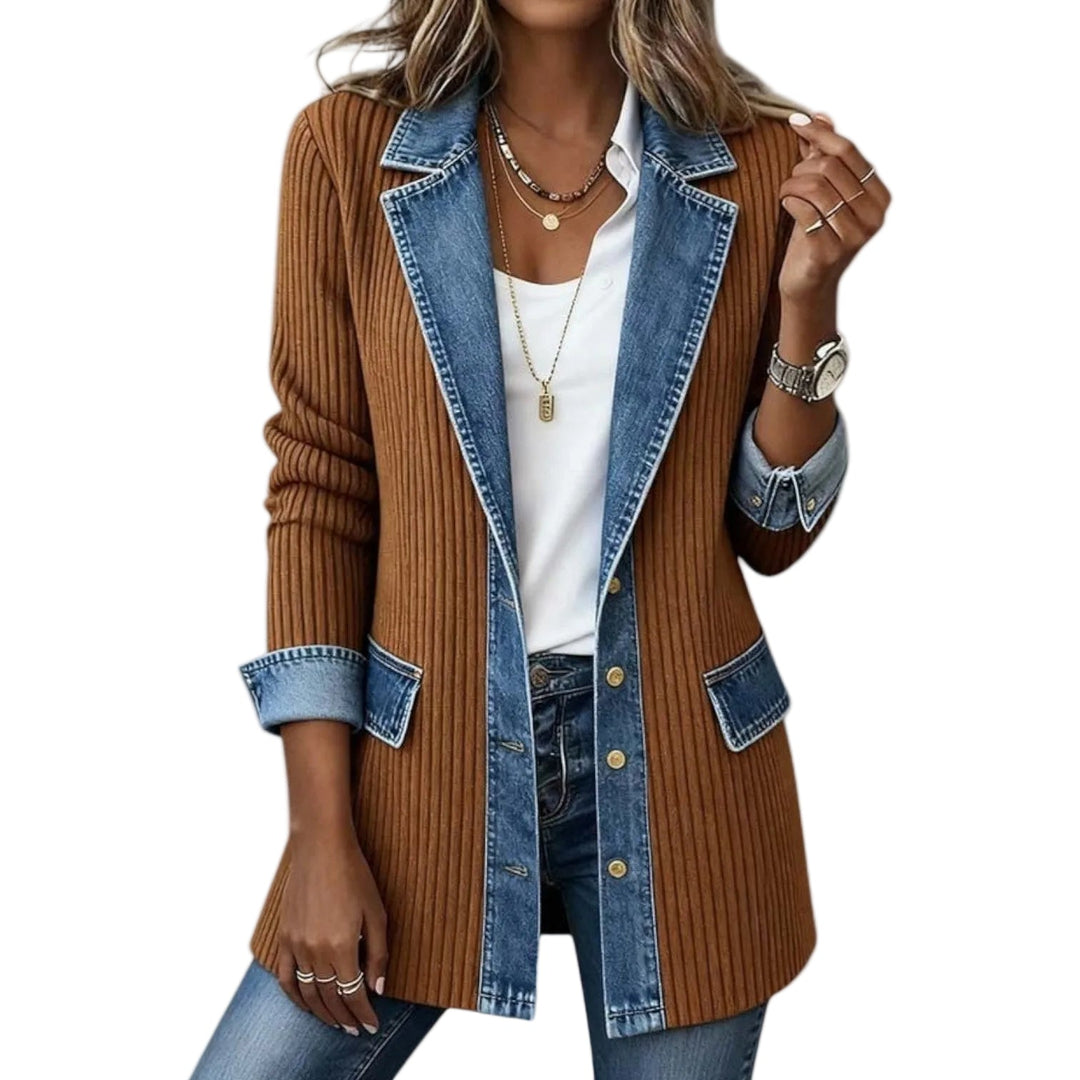 Isabella | Chaqueta Denim Relaxed Solapa Bolsillos