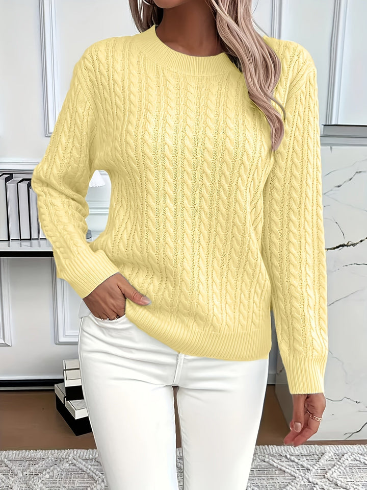 Isabella | Jersey Mujer Tejido Trenzado Cuello Redondo