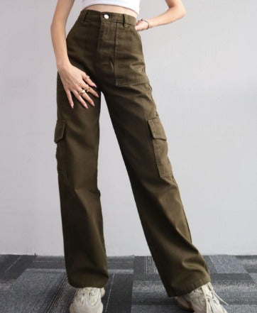 Isabella | Pantalón Cargo Mujer Pierna Ancha Plisado