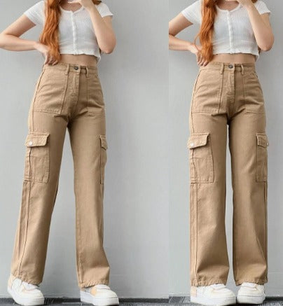 Isabella | Pantalón Cargo Mujer Pierna Ancha Plisado