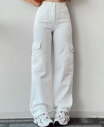 Isabella | Pantalón Cargo Mujer Pierna Ancha Plisado