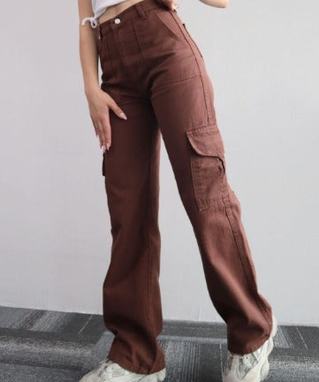 Isabella | Pantalón Cargo Mujer Pierna Ancha Plisado