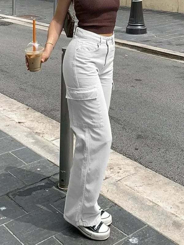Isabella | Pantalón Cargo Mujer Pierna Ancha Plisado