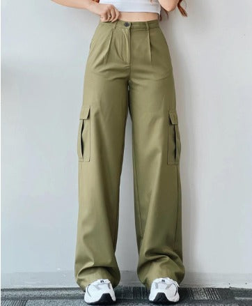 Isabella | Pantalón Cargo Mujer Pierna Ancha Plisado
