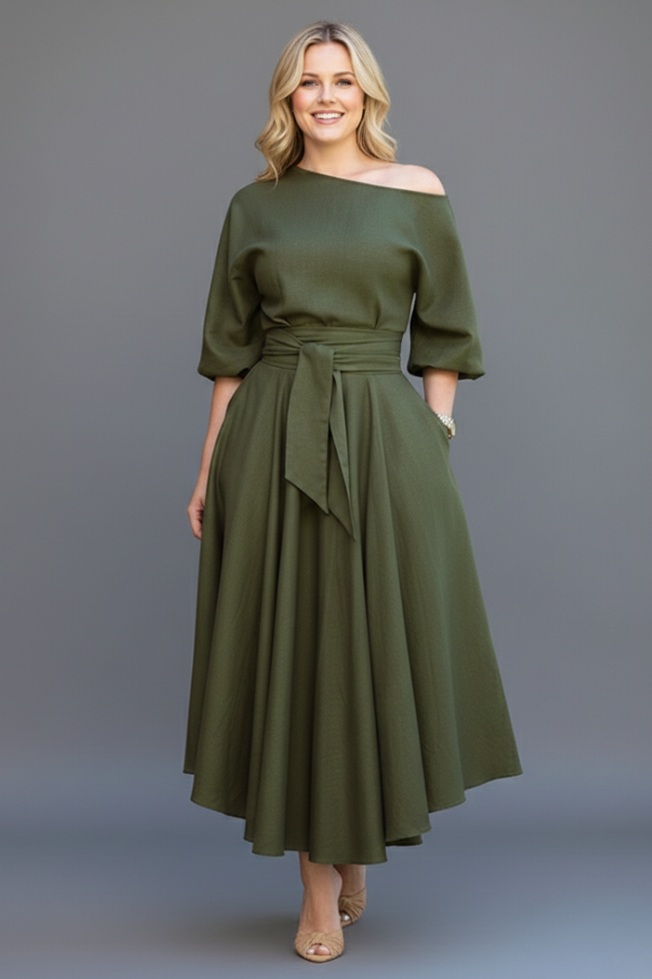Isabella | Vestido Midi Mujer con Lazo Invitada Boda