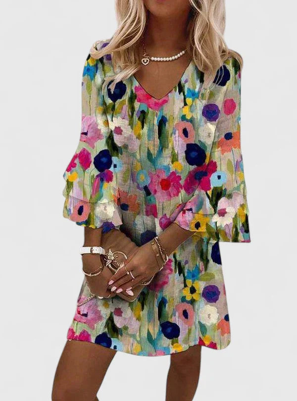 Isabella | Vestido Mujer Floral Manga Acampanada Mini