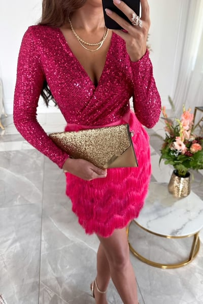 Isabella | Vestido de Fiesta Corto Envolvente con Lentejuelas