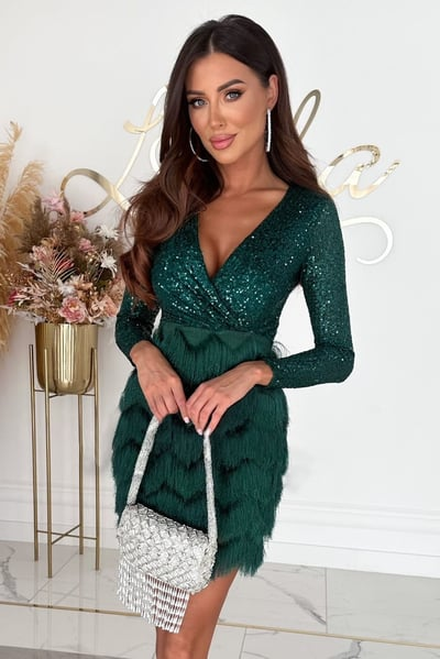 Isabella | Vestido de Fiesta Corto Envolvente con Lentejuelas