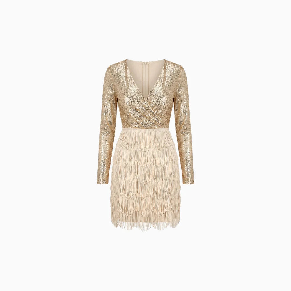 Isabella | Vestido de Fiesta Corto Envolvente con Lentejuelas