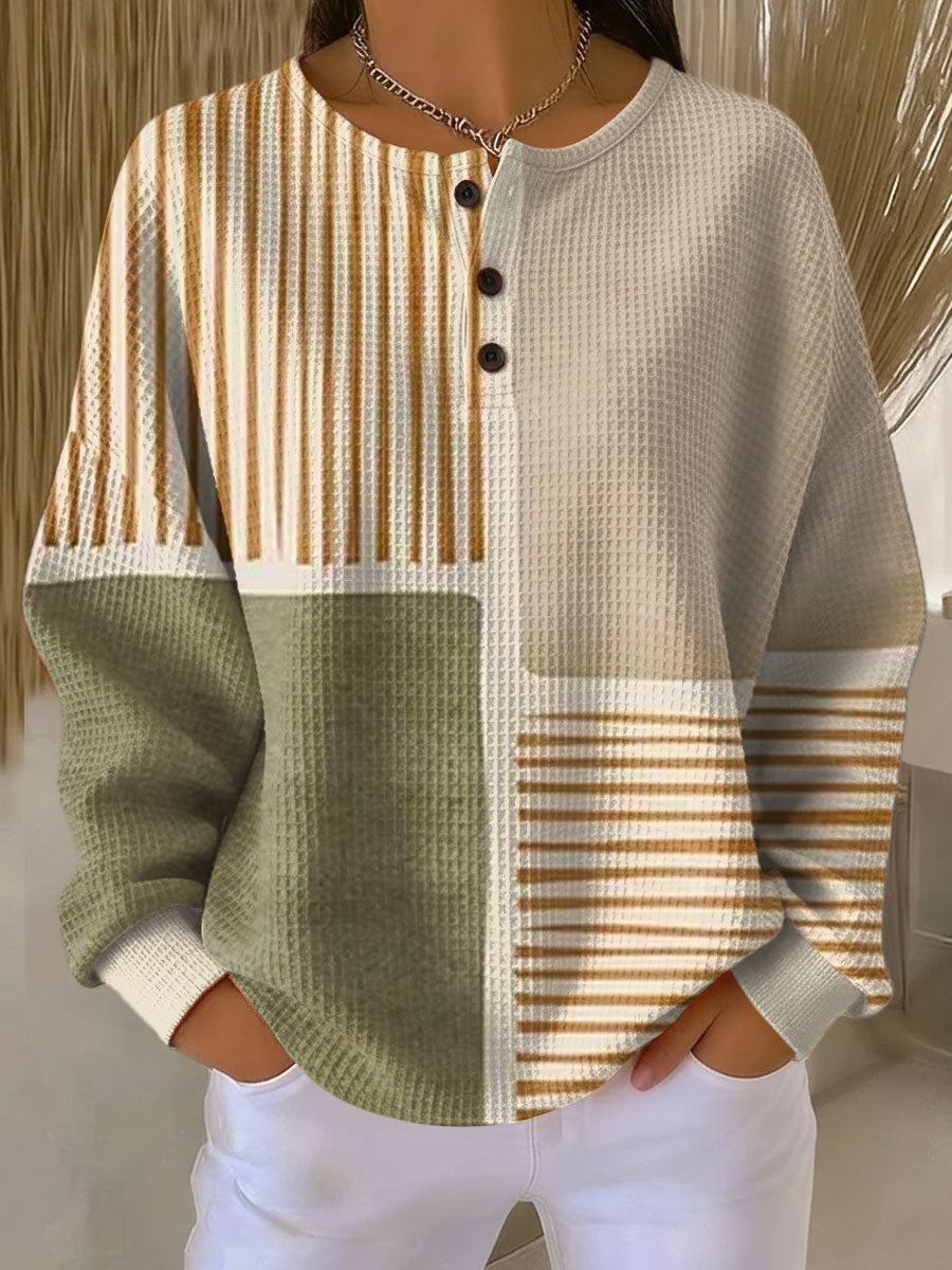 Julia | Sudadera Mujer Waffle Color Block Blusa