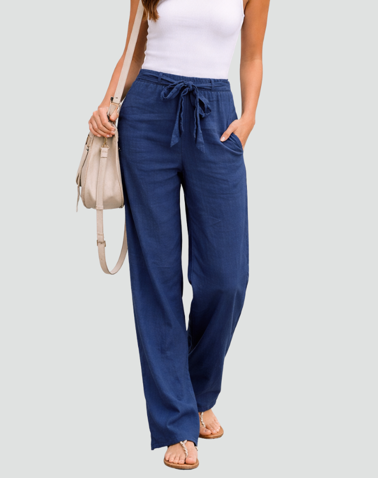 Lara | Pantalón Lino Pernera Ancha Mujer
