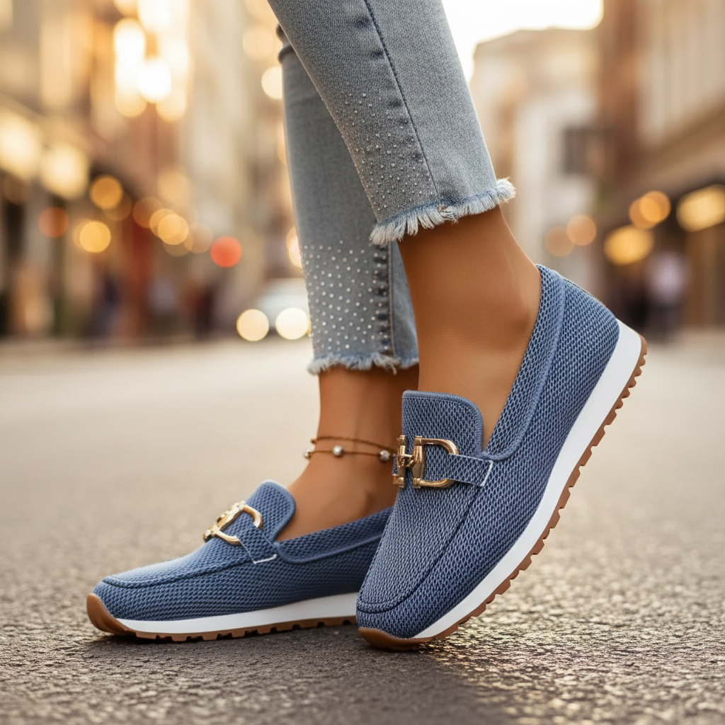 Laura | Mocasines Mujer Moda con Herraje Dorado