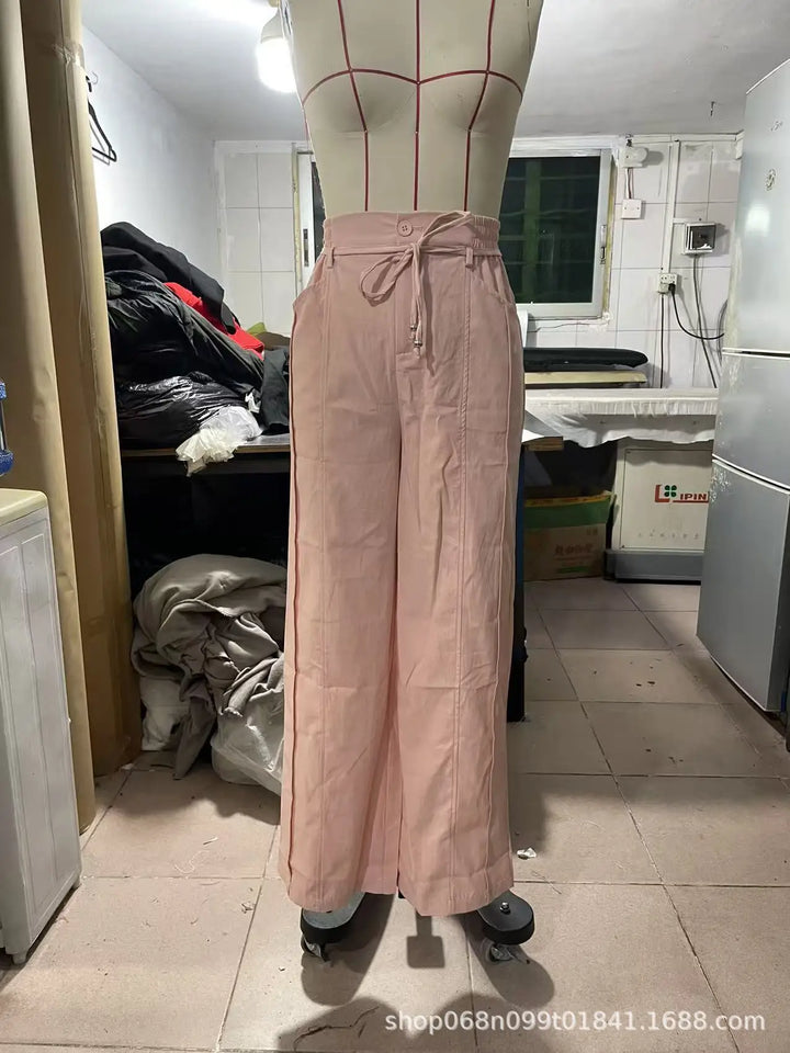 Laura | Pantalones Mujer Tiro Alto Pierna Ancha Ajuste Relajado