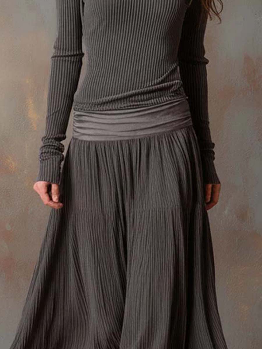 Laura | Vestido Midi Mujer Punto Plisado