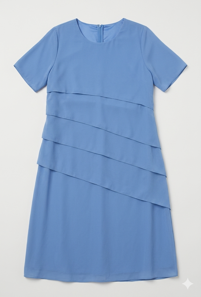 Laura | Vestido Midi Plisado Chifón Manga Corta
