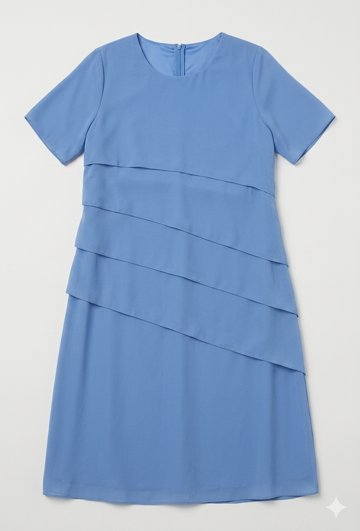 Laura | Vestido Midi Plisado Chifón Manga Corta
