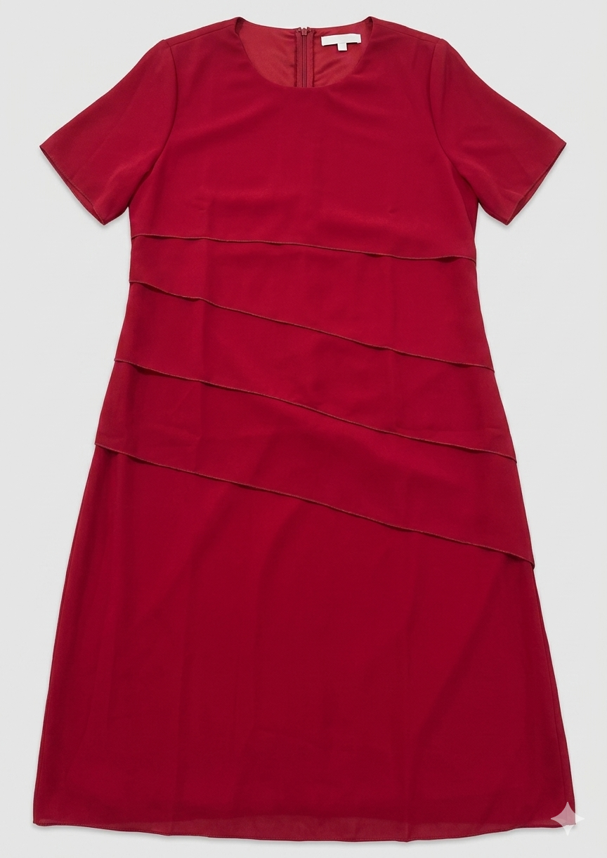 Laura | Vestido Midi Plisado Chifón Manga Corta