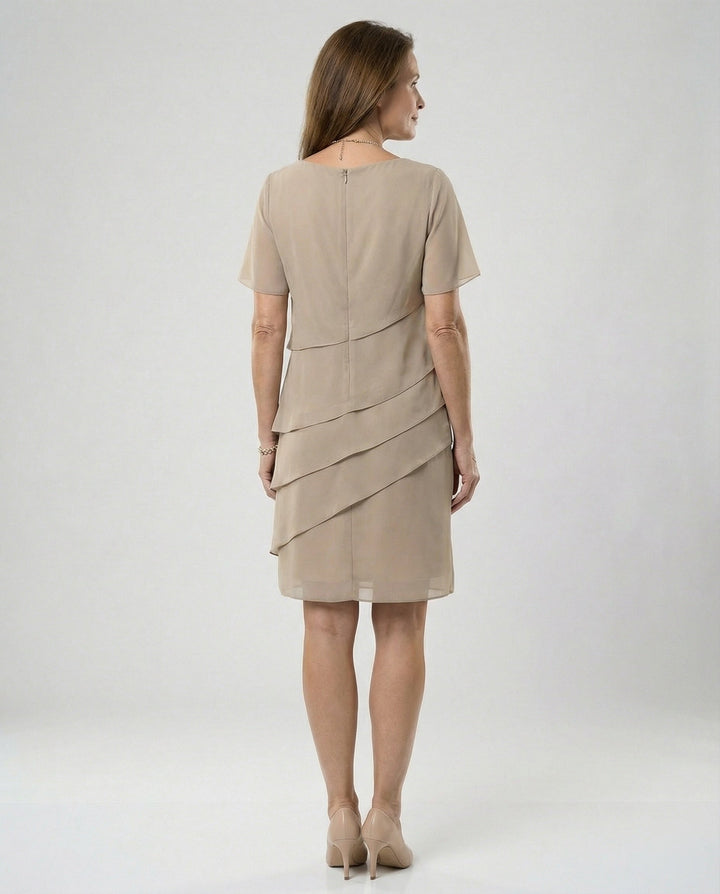 Laura | Vestido Midi Plisado Chifón Manga Corta