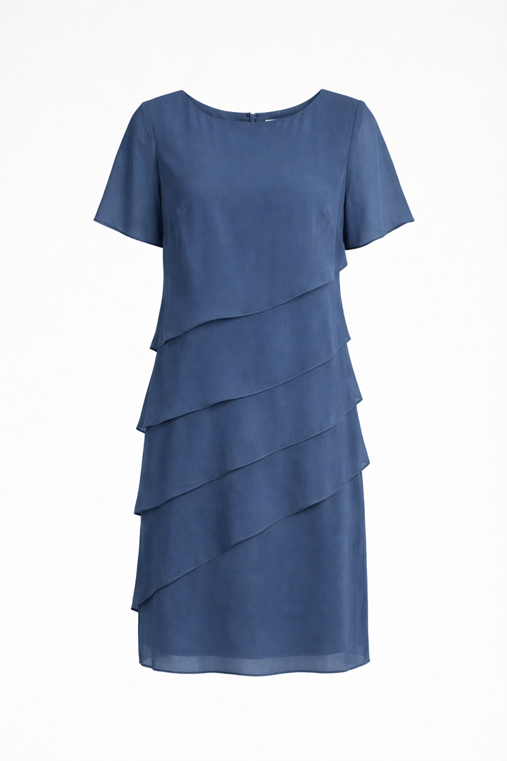 Laura | Vestido Midi Plisado Chifón Manga Corta