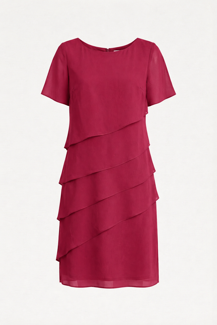 Laura | Vestido Midi Plisado Chifón Manga Corta