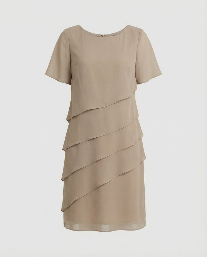 Laura | Vestido Midi Plisado Chifón Manga Corta